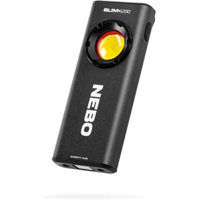 NEBO Slim+ Lampe torche de travail Mini torche rechargeable 1200 lumens avec pointeur laser rouge et power bank étanche, intensité lumineuse variable et base magnétique pour l'éclairage monté - Publicité NEBO Slim+ Lampe torche de travail Mini torche rechargeable 1200 lumens avec pointeur laser rouge et power bank étanche, intensité lumineuse variable et base magnétique pour l'éclairage monté - Publicité