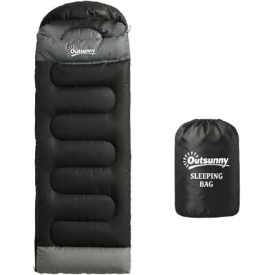 Outsunny Sac de Couchage Adulte Section Tête Fermeture Éclair Sac de Rangement, Coton Creux 300 g/m², Portable, Camping Randonnée - Publicité Outsunny Sac de Couchage Adulte Section Tête Fermeture Éclair Sac de Rangement, Coton Creux 300 g/m², Portable, Camping Randonnée - Publicité