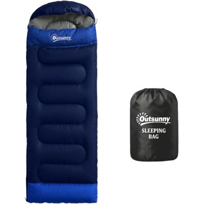Outsunny Sac de Couchage Adulte Section Tête Fermeture Éclair Sac de Rangement, Coton Creux 300 g/m², Portable, Camping Randonnée - Publicité Outsunny Sac de Couchage Adulte Section Tête Fermeture Éclair Sac de Rangement, Coton Creux 300 g/m², Portable, Camping Randonnée - Publicité