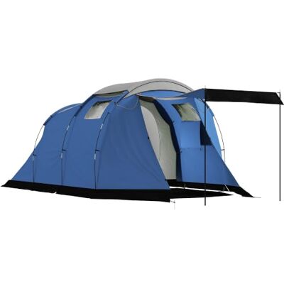 Outsunny Tente de Camping Tunnel 4 Personnes 3000mm 190cm Bleu Foncé Séjour Spacieux, Double Couche, Bivouac Randonnée, avec Auvent, Hauteur Debout 190 cm - Publicité Outsunny Tente de Camping Tunnel 4 Personnes 3000mm 190cm Bleu Foncé Séjour Spacieux, Double Couche, Bivouac Randonnée, avec Auvent, Hauteur Debout 190 cm - Publicité