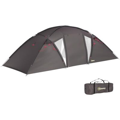 Outsunny Tente de Camping familiale pour 4-6 Personnes Tente Tunnel Noir Imperméable 3000 mm, 2 Portes, Fenêtres, Sac de Transport, Tapis de Sol, Camping Voyage Randonnée Jardin - Publicité Outsunny Tente de Camping familiale pour 4-6 Personnes Tente Tunnel Noir Imperméable 3000 mm, 2 Portes, Fenêtres, Sac de Transport, Tapis de Sol, Camping Voyage Randonnée Jardin - Publicité
