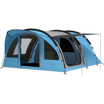 Outsunny Grande Tente Tunnel Camping 4 Personnes 3-4 Saisons Bleu Gris Hauteur d'Homme 2 m, Séjour XL 3,7 m, Imperméable 3000mm, Tapis De Sol Cousu, 4 Portes, 6 Fenêtres - Publicité Outsunny Grande Tente Tunnel Camping 4 Personnes 3-4 Saisons Bleu Gris Hauteur d'Homme 2 m, Séjour XL 3,7 m, Imperméable 3000mm, Tapis De Sol Cousu, 4 Portes, 6 Fenêtres - Publicité