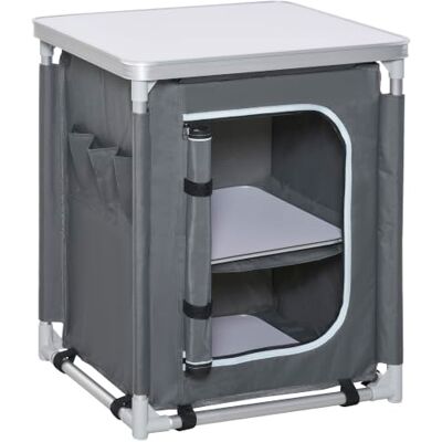 Outsunny Placard de Cuisine pour Camping Pliable 60x49x70 cm Gris 2 Étagères, Sac de Transport, Aluminium et Tissu Oxford - Publicité Outsunny Placard de Cuisine pour Camping Pliable 60x49x70 cm Gris 2 Étagères, Sac de Transport, Aluminium et Tissu Oxford - Publicité
