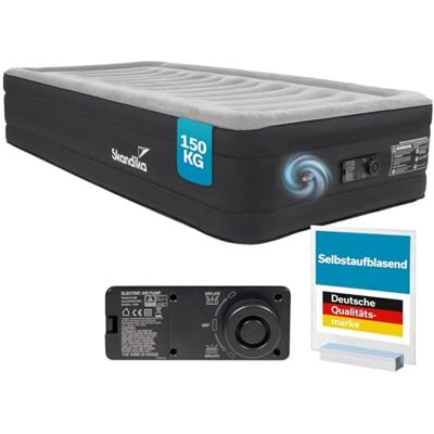 Skandika Matelas Gonflable Sveja Flex/Plus/Premium Matelas pneumatique, pour 1-2 Personnes, avec Pompe, Max 150-300 kg, Sac de Transport Lit d'appoint, Tente, Camping (1 Personne Standard) - Publicité Skandika Matelas Gonflable Sveja Flex/Plus/Premium Matelas pneumatique, pour 1-2 Personnes, avec Pompe, Max 150-300 kg, Sac de Transport Lit d'appoint, Tente, Camping (1 Personne Standard) - Publicité