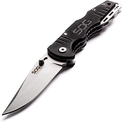 Sog Salute Mini Bead Blast 8Cr13MoV Couteau Pliant - Publicité Sog Salute Mini Bead Blast 8Cr13MoV Couteau Pliant - Publicité