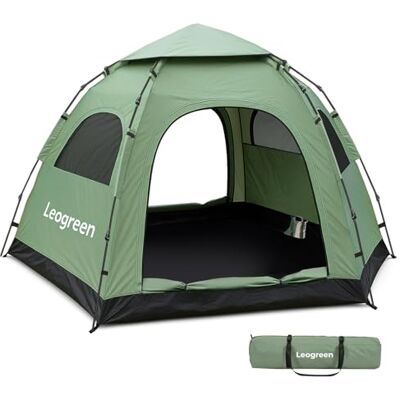 Leogreen Tente de Camping, Tente Pop up 3-4 Personnes, Taille Extra-Grande l'hexagone, Imperméable, Coupe-Vent, Protection UV, Double Couche Automatique Tente pour Le Camping Randonnée - Publicité Leogreen Tente de Camping, Tente Pop up 3-4 Personnes, Taille Extra-Grande l'hexagone, Imperméable, Coupe-Vent, Protection UV, Double Couche Automatique Tente pour Le Camping Randonnée - Publicité