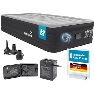 Skandika Matelas Gonflable Sveja Flex/Plus/Premium Matelas pneumatique, pour 1-2 Personnes, avec Pompe, Max 150-300 kg, Sac de Transport Lit d'appoint, Tente, Camping (1 Personne Flex) - Publicité Skandika Matelas Gonflable Sveja Flex/Plus/Premium Matelas pneumatique, pour 1-2 Personnes, avec Pompe, Max 150-300 kg, Sac de Transport Lit d'appoint, Tente, Camping (1 Personne Flex) - Publicité