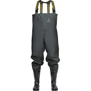PROS Cuissardes imperméables pour la pêche à la mouche avec bottes en caoutchouc Olive foncé Taille 42 - Publicité PROS Cuissardes imperméables pour la pêche à la mouche avec bottes en caoutchouc Olive foncé Taille 42 - Publicité