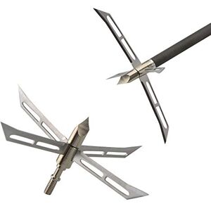SHARROW 6/12pcs Pointe de Flèche à 4 Lames Broadheads 186 Grains Acier Inoxydable Chasse Têtes de Flèches pour Flèches de Carbone d'arbalète (6) - Publicité SHARROW 6/12pcs Pointe de Flèche à 4 Lames Broadheads 186 Grains Acier Inoxydable Chasse Têtes de Flèches pour Flèches de Carbone d'arbalète (6) - Publicité