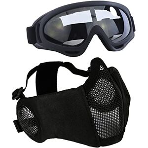 Aoutacc Kit de Protection Airsoft avec Demi-Masque en Maille avec Protection des Oreilles et Lunettes pour CS/Chasse/Paintball/Tir, Noir - Publicité Aoutacc Kit de Protection Airsoft avec Demi-Masque en Maille avec Protection des Oreilles et Lunettes pour CS/Chasse/Paintball/Tir, Noir - Publicité
