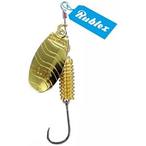 RUBLEX 5 Cuilléres de pêche VELTIC-2 ORO 3,50 GMS. Hameçon sans Mort - Publicité RUBLEX 5 Cuilléres de pêche VELTIC-2 ORO 3,50 GMS. Hameçon sans Mort - Publicité