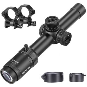 SPINA OPTICS 1.2-6x24 Lunette de visée, 30mm Tube 1/2 MOA Lunette de tir à Second Plan Focal Tourelle Reset Lock Tactical Shooter Mirror (avec Support 20mm) - Publicité SPINA OPTICS 1.2-6x24 Lunette de visée, 30mm Tube 1/2 MOA Lunette de tir à Second Plan Focal Tourelle Reset Lock Tactical Shooter Mirror (avec Support 20mm) - Publicité