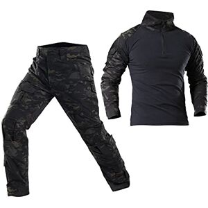 WISEONUS Tenue Airsoft Uniforme Militaire Tactique Pantalon de Combat Poches Multiples Pantalon et Tactical Chemise pour Paintball Chasse Tir BDU (Noir-CP, L) - Publicité WISEONUS Tenue Airsoft Uniforme Militaire Tactique Pantalon de Combat Poches Multiples Pantalon et Tactical Chemise pour Paintball Chasse Tir BDU (Noir-CP, L) - Publicité