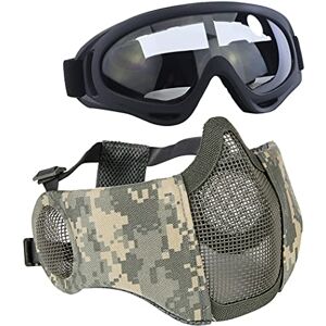 Aoutacc Kit de Protection Airsoft avec Demi-Masque en Maille avec Protection des Oreilles et Lunettes pour CS/Chasse/Paintball/Tir (ACU) - Publicité Aoutacc Kit de Protection Airsoft avec Demi-Masque en Maille avec Protection des Oreilles et Lunettes pour CS/Chasse/Paintball/Tir (ACU) - Publicité