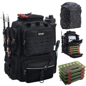 Goture 45 L Sac de pêche Dos Souple et résistant à l'eau, Livré avec Deux Porte-Cannes et Une Housse de Pluie avec Quatre boîtes à appâts et 8 Poches à appâts Cadeaux de pêche pour Hommes - Publicité Goture 45 L Sac de pêche Dos Souple et résistant à l'eau, Livré avec Deux Porte-Cannes et Une Housse de Pluie avec Quatre boîtes à appâts et 8 Poches à appâts Cadeaux de pêche pour Hommes - Publicité