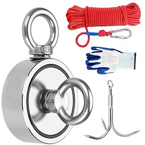 Powmag N52 Double Faces Aimant de Pêche Néodyme Puissant Diamètre 75mm Force de Traction Combiné 480KG avec 20m Corde et Gants et Grappin, pour Pêche À L'aimant, Récupération, Sauvetage - Publicité Powmag N52 Double Faces Aimant de Pêche Néodyme Puissant Diamètre 75mm Force de Traction Combiné 480KG avec 20m Corde et Gants et Grappin, pour Pêche À L'aimant, Récupération, Sauvetage - Publicité