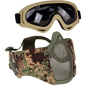 Aoutacc Kit de Protection Airsoft avec Demi-Masque en Maille avec Protection des Oreilles et Lunettes pour CS/Chasse/Paintball/Tir, Pg. Publicité Aoutacc Kit de Protection Airsoft avec Demi-Masque en Maille avec Protection des Oreilles et Lunettes pour CS/Chasse/Paintball/Tir, Pg. Publicité