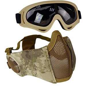 AOUTACC Kit de Protection Airsoft avec Demi-Masque en Maille avec Protection des Oreilles et Lunettes pour CS/Chasse/Paintball/Tir (at) - Publicité AOUTACC Kit de Protection Airsoft avec Demi-Masque en Maille avec Protection des Oreilles et Lunettes pour CS/Chasse/Paintball/Tir (at) - Publicité