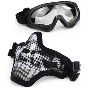 AOUTACC Airsoft Ensemble Masque et Lunettes, Demi-Masque en Acier Plein Masque et Lunettes pour CS/Chasse/Paintball/Tir (Masque de crâne Noir) (WB) - Publicité AOUTACC Airsoft Ensemble Masque et Lunettes, Demi-Masque en Acier Plein Masque et Lunettes pour CS/Chasse/Paintball/Tir (Masque de crâne Noir) (WB) - Publicité