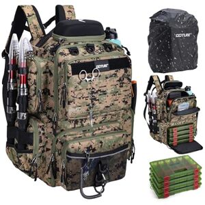 Goture 45 L Sac de pêche Dos Souple et résistant à l'eau, Tissu Oxford 900D Sac à Dos de Peche, Livré avec Deux Porte-Cannes et Une Housse de Pluie avec Quatre boîtes à appâts - Publicité Goture 45 L Sac de pêche Dos Souple et résistant à l'eau, Tissu Oxford 900D Sac à Dos de Peche, Livré avec Deux Porte-Cannes et Une Housse de Pluie avec Quatre boîtes à appâts - Publicité
