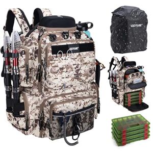 Goture 45 L Sac de pêche Dos Souple et résistant à l'eau, Tissu Oxford 900D Sac à Dos de Peche, Livré avec Deux Porte-Cannes et Une Housse de Pluie avec Quatre boîtes à appâts - Publicité Goture 45 L Sac de pêche Dos Souple et résistant à l'eau, Tissu Oxford 900D Sac à Dos de Peche, Livré avec Deux Porte-Cannes et Une Housse de Pluie avec Quatre boîtes à appâts - Publicité