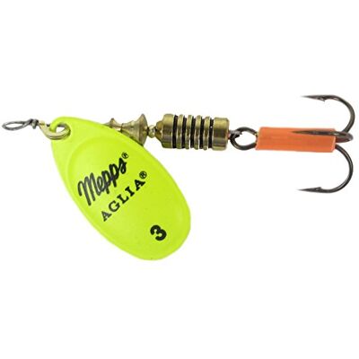 Mepps Spinner aglia cuillère de pêche jaune fluo taille spinner - Publicité Mepps Spinner aglia cuillère de pêche jaune fluo taille spinner - Publicité