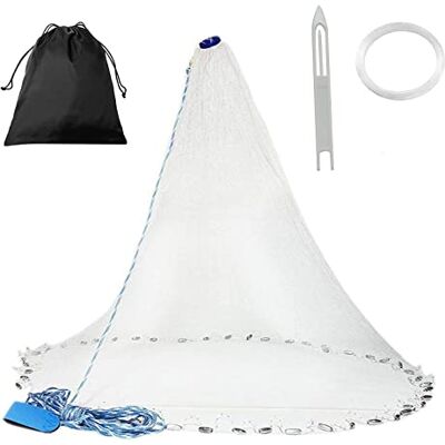 Croch Filet de Peche Mer, Monofilament de Nylon pour Piège à Appâts et Poissons,Rayon de 1.8 m,Filet de 1CM - Publicité Croch Filet de Peche Mer, Monofilament de Nylon pour Piège à Appâts et Poissons,Rayon de 1.8 m,Filet de 1CM - Publicité