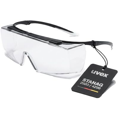 Uvex Super f STANAG 2920/4296 Lunettes de protection OTG pour porteurs de lunettes, anti-buée et anti-rayures, champ de vision clair pour les tirs et l'entraînement, avec étui et accessoires - Publicité Uvex Super f STANAG 2920/4296 Lunettes de protection OTG pour porteurs de lunettes, anti-buée et anti-rayures, champ de vision clair pour les tirs et l'entraînement, avec étui et accessoires - Publicité