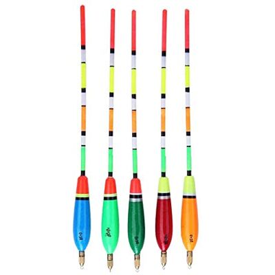 Keenso Kit De 5 Flotteurs De Pêche, Bobbers Multicolores en Bois De Balsa, Haute Visibilité, Indicateur De Piqûre, Équipement De Pêche (6+2g) - Publicité Keenso Kit De 5 Flotteurs De Pêche, Bobbers Multicolores en Bois De Balsa, Haute Visibilité, Indicateur De Piqûre, Équipement De Pêche (6+2g) - Publicité