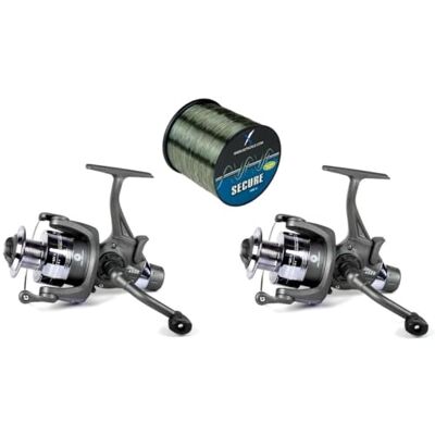 X2 Helius Runner Lot de 2 moulinets à roue libre avec ligne de pêche Moulinet à carpe - Publicité X2 Helius Runner Lot de 2 moulinets à roue libre avec ligne de pêche Moulinet à carpe - Publicité