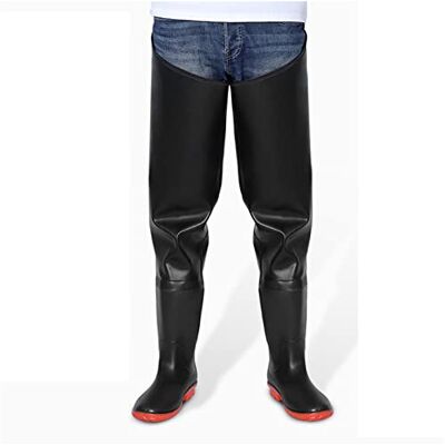 HWBZSZY Cuissardes Réglables en PVC pour Homme Et Femme Bottes en Caoutchouc De Pluie Polyvalentes 100% Imperméables sur Le Genou Pantalon De Pêche Cuissardes De Chasse Antidérapantes,Noir,45 EU - Publicité HWBZSZY Cuissardes Réglables en PVC pour Homme Et Femme Bottes en Caoutchouc De Pluie Polyvalentes 100% Imperméables sur Le Genou Pantalon De Pêche Cuissardes De Chasse Antidérapantes,Noir,45 EU - Publicité