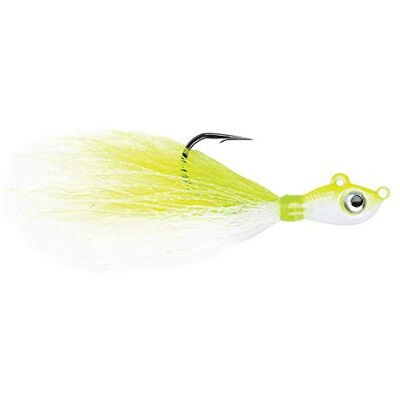 Mustad Big Eye Bucktail Chartreuse/Blanc 8/0 85 g - Publicité Mustad Big Eye Bucktail Chartreuse/Blanc 8/0 85 g - Publicité
