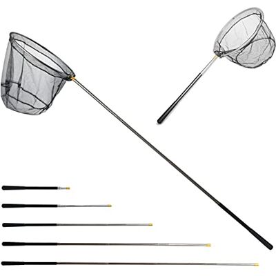 WANGDEFU Épuisette de Pêche Pliable,190cm Long Manche Téléscopique,Poteau en Alliage d'Aluminium 4 Section/Filet Nylon Triangulaire,Extensible de 37 à 68 Pouces,pour Carpe Truite Crevette Etang Bassin Poisson - Publicité WANGDEFU Épuisette de Pêche Pliable,190cm Long Manche Téléscopique,Poteau en Alliage d'Aluminium 4 Section/Filet Nylon Triangulaire,Extensible de 37 à 68 Pouces,pour Carpe Truite Crevette Etang Bassin Poisson - Publicité