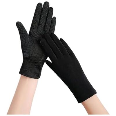 ESMENATZLS Gants fins en coton pour femme Pour écran tactile Gants de protection solaire respirants et antidérapants Protection UV (noir) - Publicité ESMENATZLS Gants fins en coton pour femme Pour écran tactile Gants de protection solaire respirants et antidérapants Protection UV (noir) - Publicité