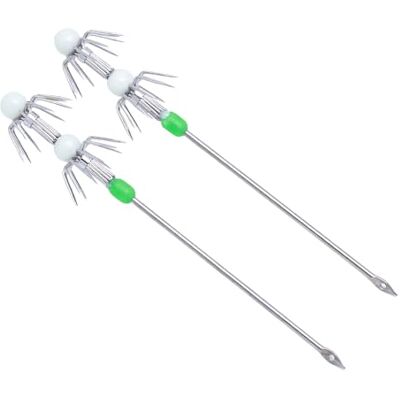 Vdaxvme Lot de 2 hameçons à double ou simple couche pour parapluies lumineux en forme de calamar Tige en acier inoxydable Poulpes Encres Hameçon de pêche - Publicité Vdaxvme Lot de 2 hameçons à double ou simple couche pour parapluies lumineux en forme de calamar Tige en acier inoxydable Poulpes Encres Hameçon de pêche - Publicité