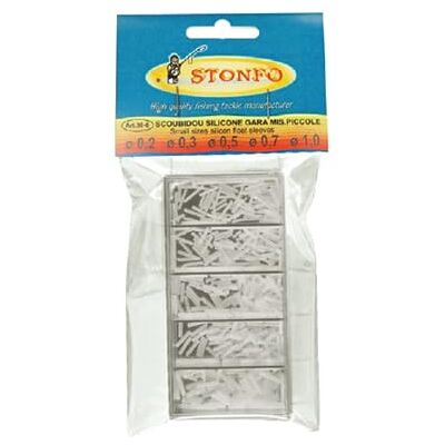 Stonfo Manchons de flotteur en silicone transparent, tailles mixtes, (0,2 à 2,0 mm) (petites tailles) - Publicité Stonfo Manchons de flotteur en silicone transparent, tailles mixtes, (0,2 à 2,0 mm) (petites tailles) - Publicité