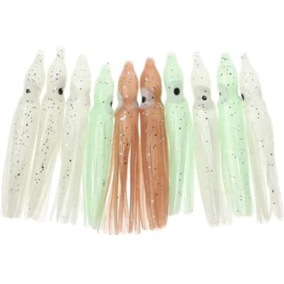 ZEPFJHE Lot de 10 leurres de pêche souples en forme de calamar - Publicité ZEPFJHE Lot de 10 leurres de pêche souples en forme de calamar - Publicité