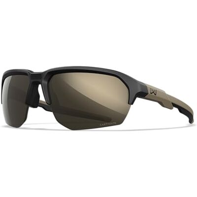 Wiley X JAKL Captivate Lunettes de soleil balistiques, lunettes de sécurité pour homme et femme, protection UV pour le tir et l'extérieur, monture noire mate et bronzée, verres miroir en tungstène - Publicité Wiley X JAKL Captivate Lunettes de soleil balistiques, lunettes de sécurité pour homme et femme, protection UV pour le tir et l'extérieur, monture noire mate et bronzée, verres miroir en tungstène - Publicité