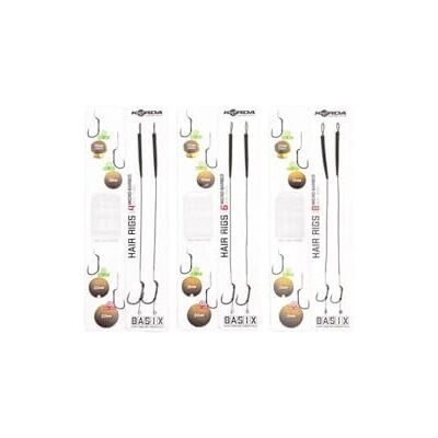 Korda Basix Hair Rigs B 6 Lot de 2 bas de ligne à crochet enduits BASIX prêts à l'emploi Cheveux souples en silicone Manchon anti-nœuds inclus 8,2 kg - Publicité Korda Basix Hair Rigs B 6 Lot de 2 bas de ligne à crochet enduits BASIX prêts à l'emploi Cheveux souples en silicone Manchon anti-nœuds inclus 8,2 kg - Publicité