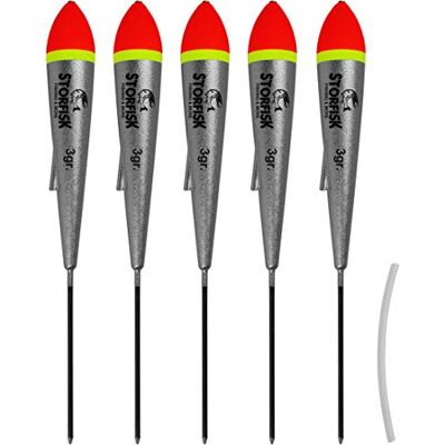 Storfisk fishing & more Lot de 5 flotteurs de pêche à la truite en argent avec tuyau en silicone Charge maximale : 3 g - Publicité Storfisk fishing & more Lot de 5 flotteurs de pêche à la truite en argent avec tuyau en silicone Charge maximale : 3 g - Publicité