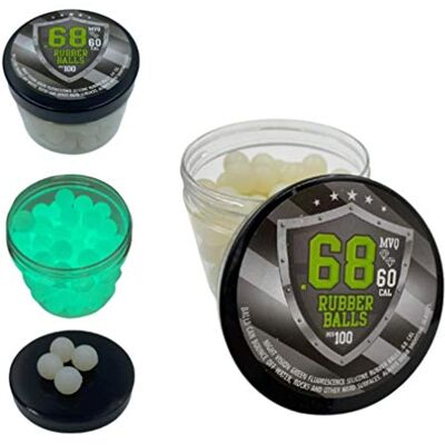 SSR 100 x Night Vision Silicon Rubber Balls in Green Fluorescence Paintballs Shining at Dark in 68 Cal. Publicité SSR 100 x Night Vision Silicon Rubber Balls in Green Fluorescence Paintballs Shining at Dark in 68 Cal. Publicité