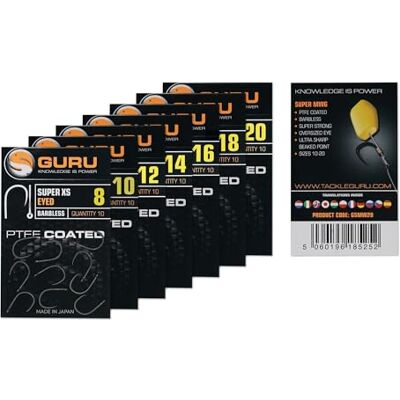 Guru Tackle Hameçons sans ardillon Super XS - Publicité Guru Tackle Hameçons sans ardillon Super XS - Publicité