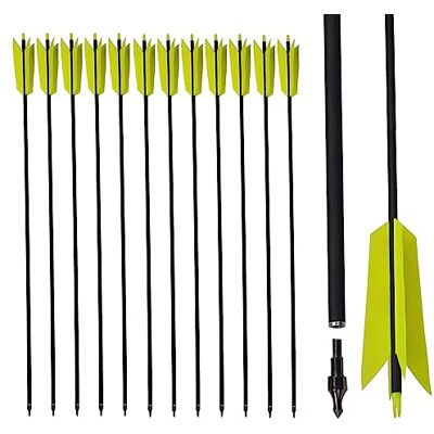 AMEYXGS 6 / 12pcs Flèches de Carbone de Tir à l'arc 400 Spine Flèches de Grippe Grippe avec 4 Vraies Plumes Naturelles pour Les Arcs Composés et Classique (12 pièces, Jaune) - Publicité AMEYXGS 6 / 12pcs Flèches de Carbone de Tir à l'arc 400 Spine Flèches de Grippe Grippe avec 4 Vraies Plumes Naturelles pour Les Arcs Composés et Classique (12 pièces, Jaune) - Publicité