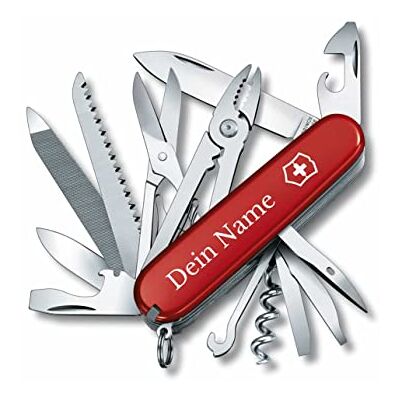 Victorinox Handyman 1.3773 Couteau de poche avec impression sur la coque, cadeau pour homme et femme, pour anniversaire, couteau suisse personnalisé avec 15 fonctions - Publicité Victorinox Handyman 1.3773 Couteau de poche avec impression sur la coque, cadeau pour homme et femme, pour anniversaire, couteau suisse personnalisé avec 15 fonctions - Publicité