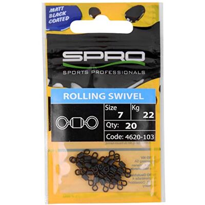 Spro Black Rolling Swivel Chevilles de pêche à émerillon pour la pêche, émerillons et brochets, Gr. 4 / 35kg / 2 Stück - Publicité Spro Black Rolling Swivel Chevilles de pêche à émerillon pour la pêche, émerillons et brochets, Gr. 4 / 35kg / 2 Stück - Publicité