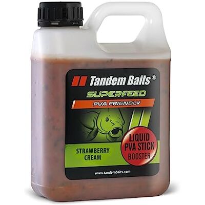 Tandem Baits Attractant Liquide Booster pour Pêche À La Carpe SuperFeed Liquid PVA Stick Booster 1000 ML Fraise Crémeuse - Publicité Tandem Baits Attractant Liquide Booster pour Pêche À La Carpe SuperFeed Liquid PVA Stick Booster 1000 ML Fraise Crémeuse - Publicité