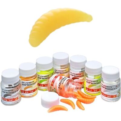 MIKADO Lot de 16 Leurres Souples de Pêche à Truite Artificiels Jaunes 34 mm en Boîte - Publicité MIKADO Lot de 16 Leurres Souples de Pêche à Truite Artificiels Jaunes 34 mm en Boîte - Publicité