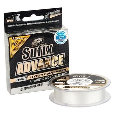 Sufix Advance 150m 0,18mm 3,4kg Cristal - Publicité Sufix Advance 150m 0,18mm 3,4kg Cristal - Publicité