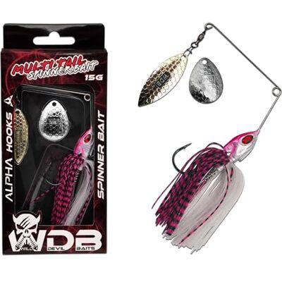 Angel-Berger Wild Devil Baits Multi Tail Spinnerbait Spinner Bait Leurre Artificiel Spin Jig Leurre de Pêche Perche Sandre (Rose Chaud, 15g) - Publicité Angel-Berger Wild Devil Baits Multi Tail Spinnerbait Spinner Bait Leurre Artificiel Spin Jig Leurre de Pêche Perche Sandre (Rose Chaud, 15g) - Publicité