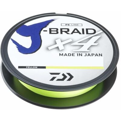 Daiwa Tresse J Braid X4-0,25mm 14,4Kg Jaune Fluo 135m - Publicité Daiwa Tresse J Braid X4-0,25mm 14,4Kg Jaune Fluo 135m - Publicité